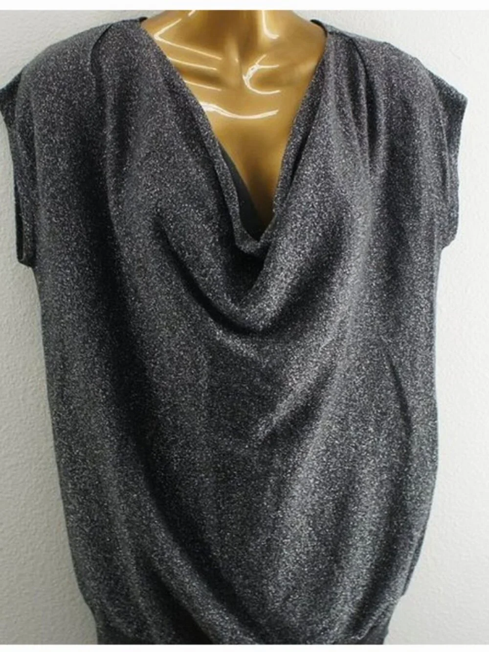 Michael Kors Gray Metallic Cowl Neck Sweater size S